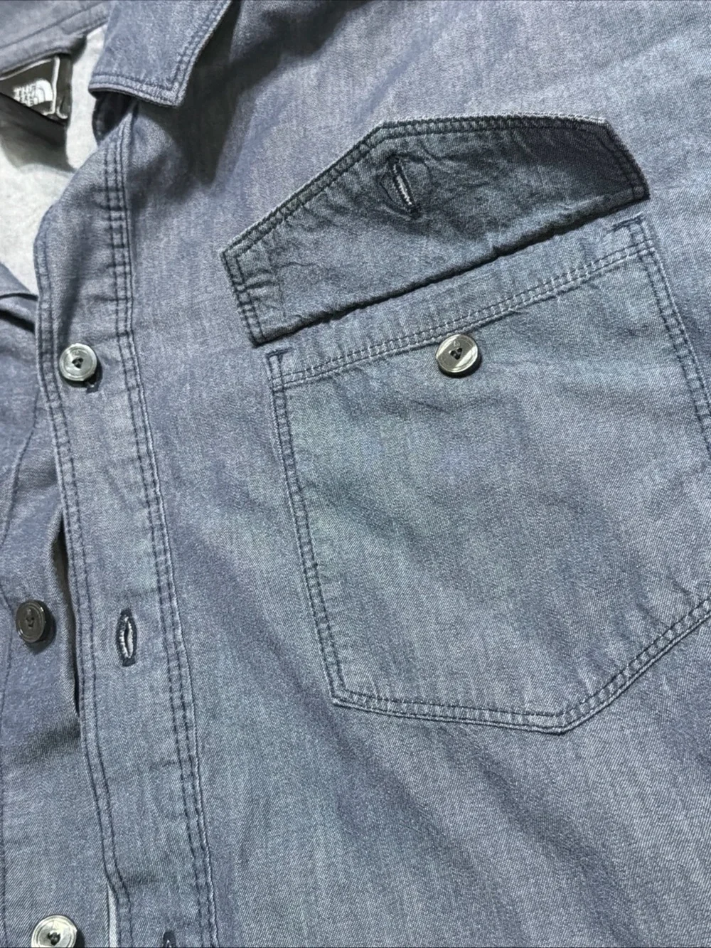 The North Face Men's Dark Blue Chambray Button-Down Shirt